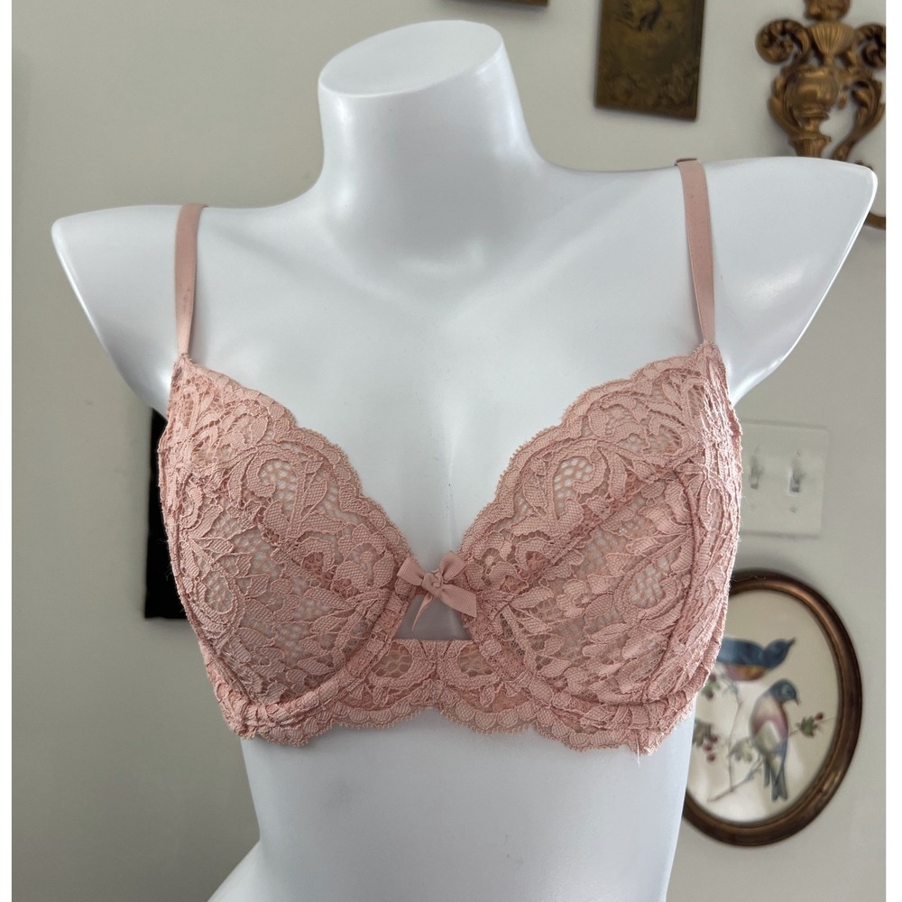 Victoria's Secret Pink Lace Unlined Bra Size 34C